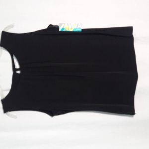 Aviva Sports Rouched Neck Loose Blouse Size Large Black  Aviva Sport  New